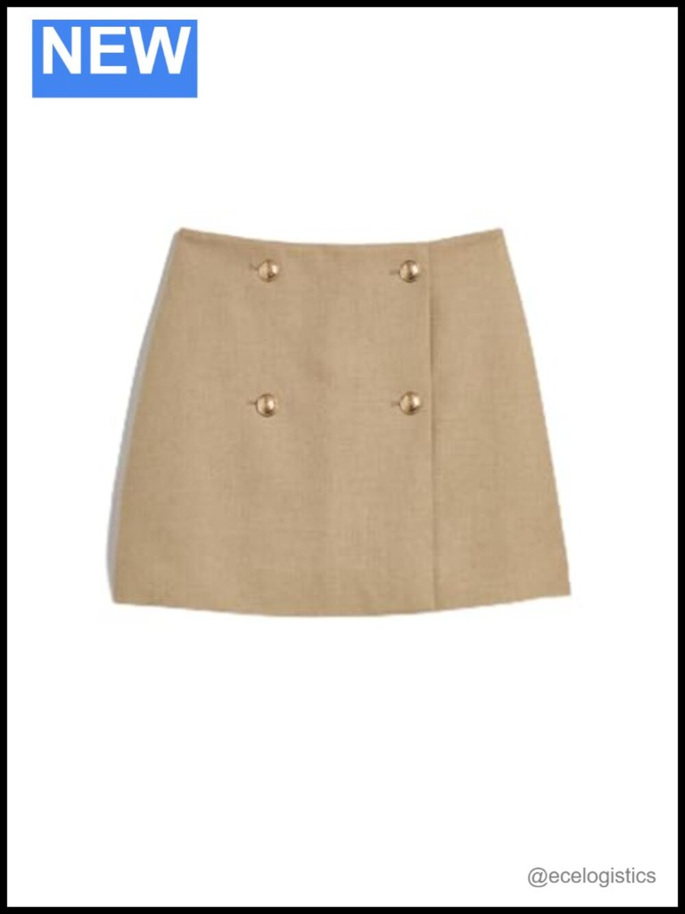 Wool Blend Button Front Mini Skirt Mid Rise Casual